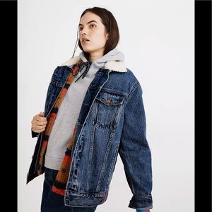 Madewell X Kule Jean Jacket with Sherpa collar and detachable vest